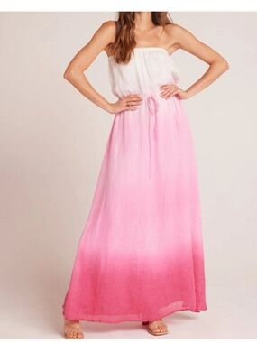 Bella Dahl Strapless Linen Maxi- Pink Ombre